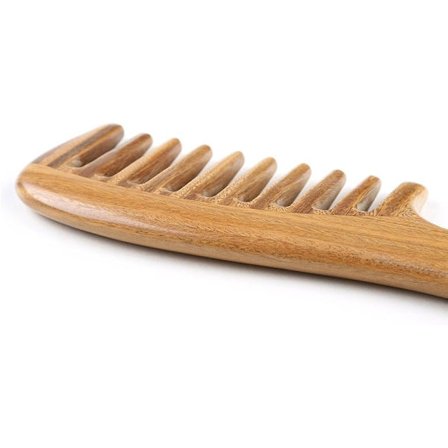 (18,5 cm) Grøn Sandeltræskam Bredtand Håndlavet Antistatisk