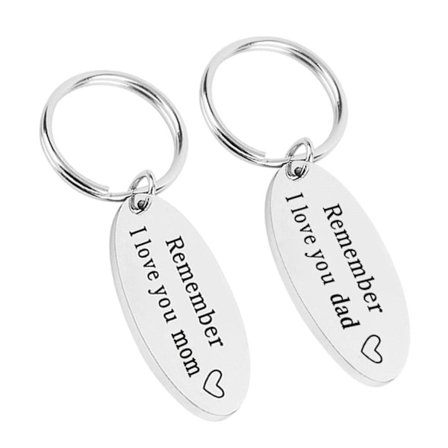 2 stk./sæt Nøglering Smykker "Husk jeg elsker dig" til Mor Far Ovalt Vedhæng