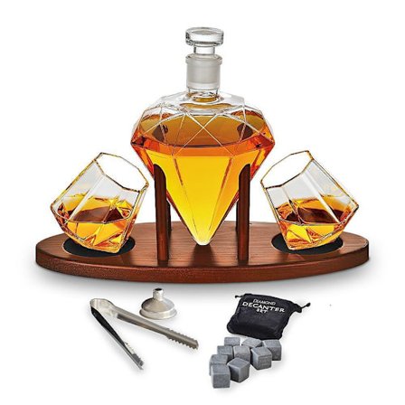 Diamant Karaffel Sett - Whiskeyglass & Whiskeystener – Whiskey