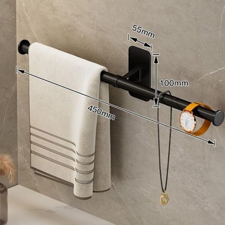 35/45cm Håndklædestativ Tøjholder SORT 45CM