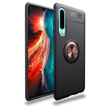 Elegant Smart Skal Med Ringhållare Auto Focus - Huawei P30 Svart/röd