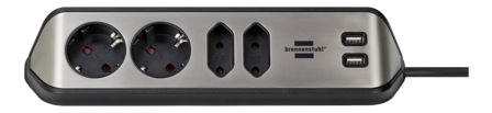Brennenstuhl estilo corner extension lead with USB charging function B