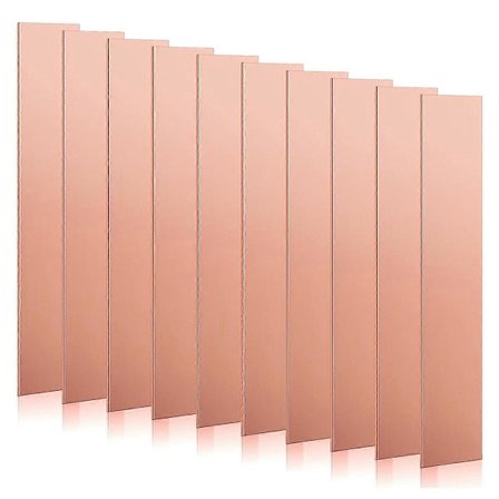 10 stk. 99,99% Ren Kobber Anode Strimmel, 15x2,5x0,1 cm Kobberplade til Elektropletteringssæt