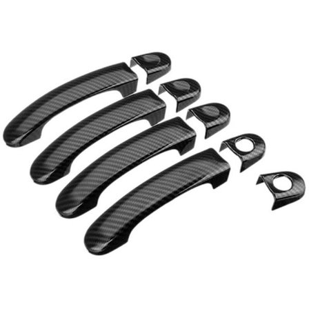 9 stk. sæt ABS krom dørhåndtag dæksel trim til TRANSPORTER T5 T6 VAN 2003-2015 kulfiber stil