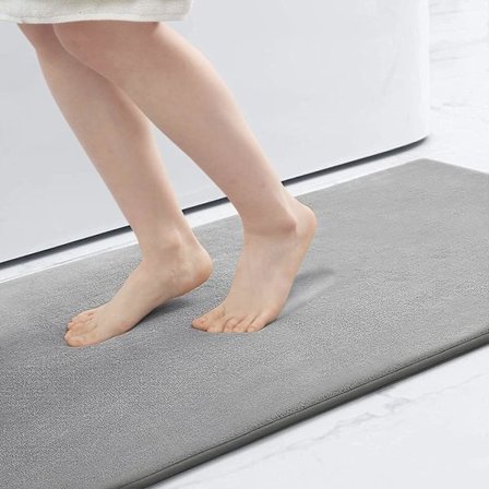 Memory Foam Bademåtte 23,6x47,2 tommer, skridsikker bademåtte absorberende bademåtter til badeværelse, grå