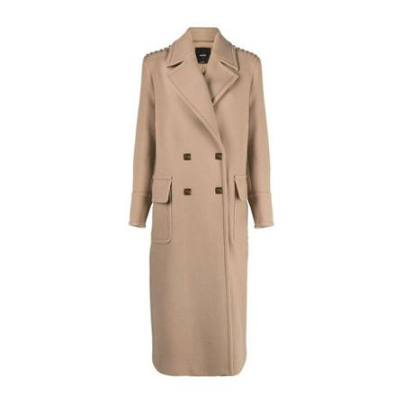Pinko, Double-Breasted Coats Beige, Dames, Maat:S