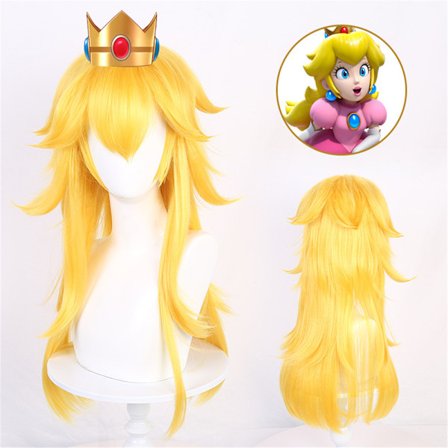 Prinsesse Peach Parykk for Jenter Cosplay Halloween Kostyme