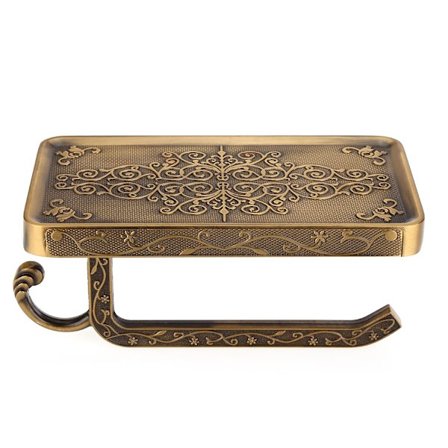 Antik Mässing Väggmonterad Toalettpappershållare Vintage Telefonhylla Badrumsförvaring