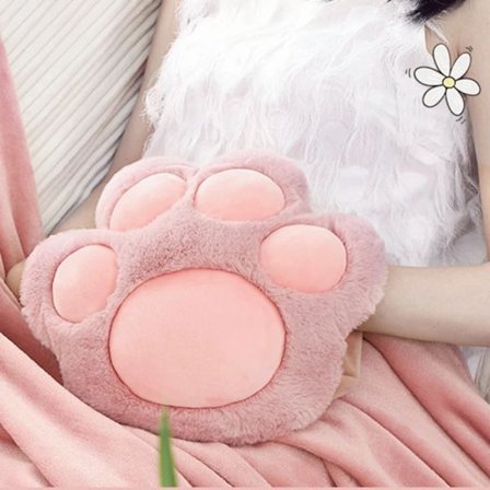 Cat Paw Hot Water Bag Winter Hand Warmer Rechargeable Hand Warming Handbag Cute Plush Female Compression Tummy Warming Water Bag