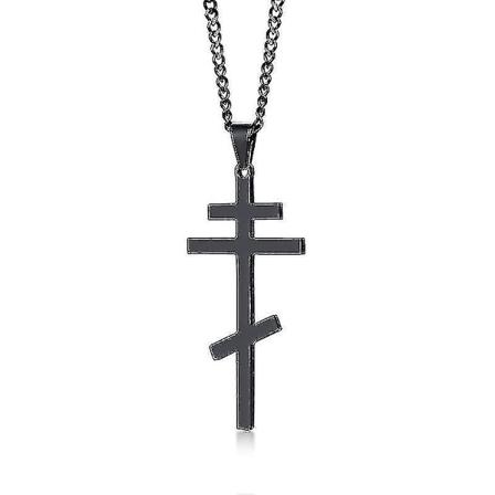 Vantage Ortodoksinen Ristiriipus Miesten Kaulakoru Kristillinen Symboli Ruostumaton Teräs Bysanttilainen Risti Koru black color
