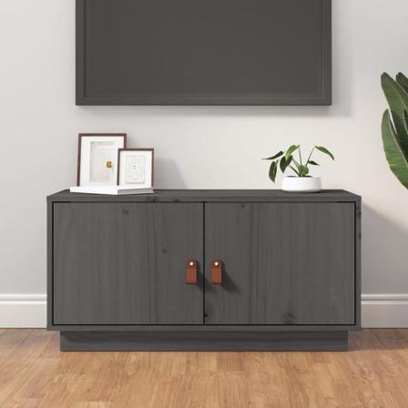 Vidaxl Tv-bänk Grå 80x34x40 Cm Massiv Furu Grå