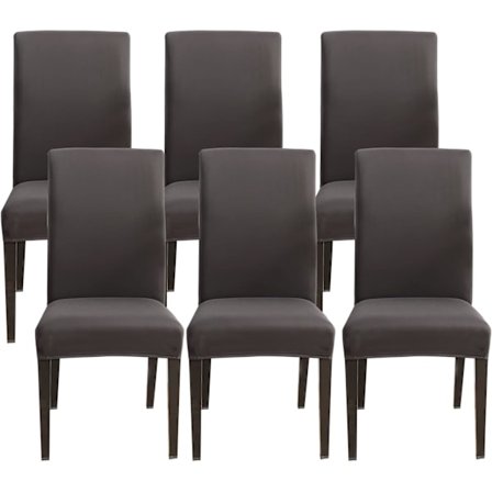 6 stk Stretch Stolsbetræk, Universal Vaskbare Spisebordsstol Betræk, Nemme at Rengøre Stolsbetræk til Hotel Restaurant Spisestue Dekoration (Mørkegrå,