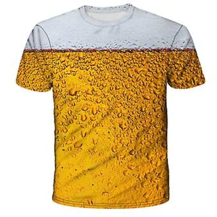 Herr 3D Grafisk Rolig Öl T-shirt Tryckt, Kortärmad Mode Streetwear T-shirts Med Design, 100% Ny (L)