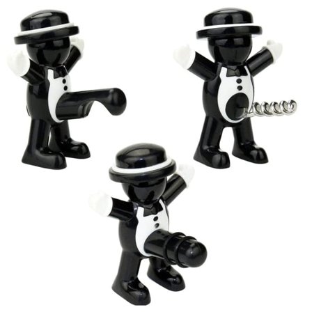 Sort Gentleman Rødvin Kork Vinflaskeåbner Sæt 3D Lite R