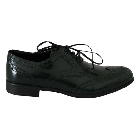 Dolce & Gabbana, Broque Oxford Wingtip Shoes Zielony, Kobieta, Rozmiar: 35 EU
