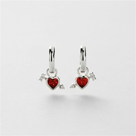 Red Heart Arrow Creolen - STERLINGSILBER