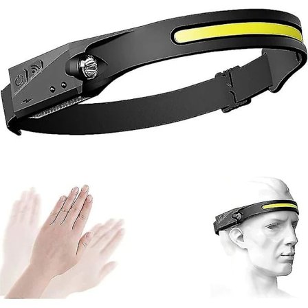 Uppladdningsbar 230 LED Pannlampa Bred Stråle Med Rörelsesensor Och Stark Vattentät Pannlampa