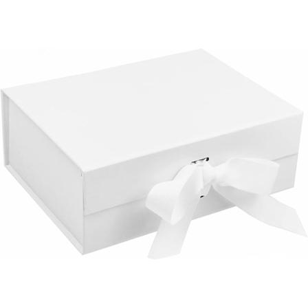Valkoiset magneettiset lahjarasiat kansilla, 265x190x80 mm suuret lahjarasiat lahjoihin, ylellinen tukeva taitettava pahvilaatikko nauhalla, 