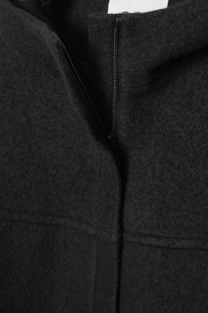 COS Femme Manteau Capuche Laine Bouillie in Noir