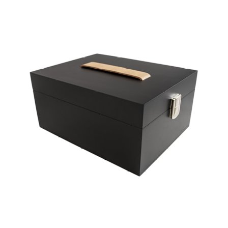 Skovårdslåda - Matt Svart med läderhandtag - TOM