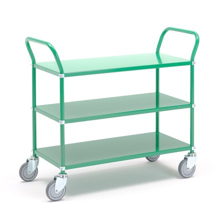 Heavy duty shelf trolley TRANSIT, 3 shelves, 900x440 mm, white
