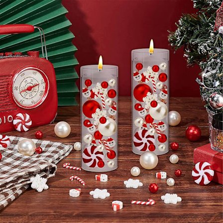 Jul Vas Filler Pärlor Flytande pärlor Vatten Gel Pärlor För Vas Filler Bord Mittpunkter Jul Hem Party Dekoration