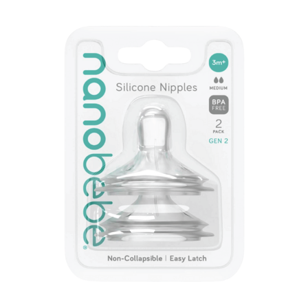 Nanobébé Tåtesmokker Silikon Gen 2 Medium Flow, 2 stk.