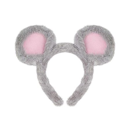 Pehmoeläimen korvat poika tytölle syntymäpäiväjuhliin - Rotan asun päähine Halloween-karnevaali teemajuhliin harmaa 24.00X18.00X1.50CM