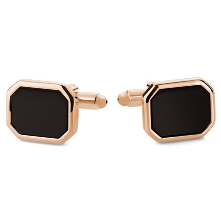 Gemelli ottagonali color oro rosa con incastro in onice for Men