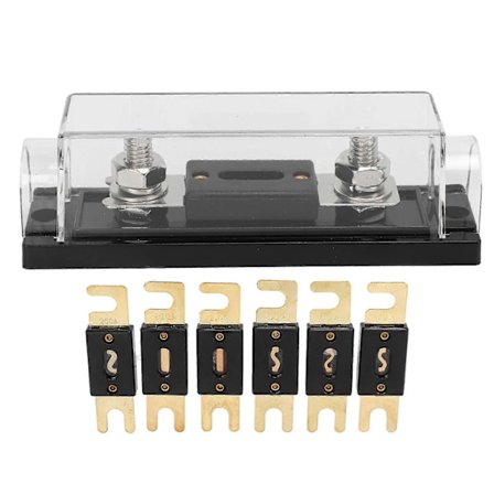 Bilsäkringshållare 150A Videosystem ANL Säkringsblock Set med 6 Säkringar för Husbil Yacht Skepp Jordbruksfordon (FMY)