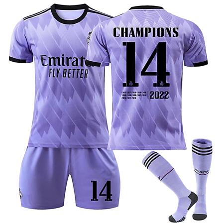 22/23 Ny säsong Borta Real Madrid CF CHAMPIONS Nr 14 Barn Jersey Barn-16