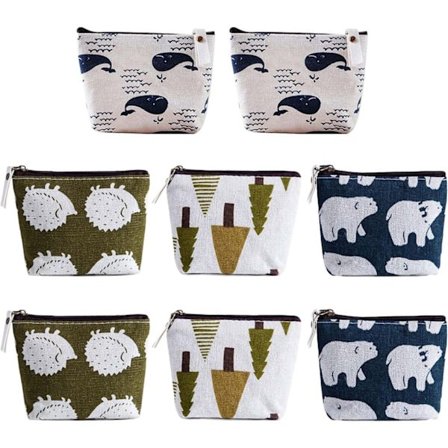 8-pak Mini Makeup-punge med Lynlås – Makeup-taske til Rejser, Opbevaring og Organisering