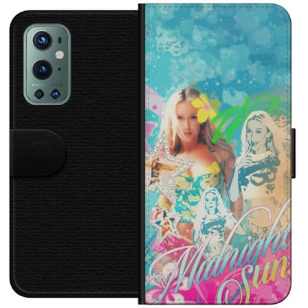 Kompatibel Tegnebogsetui til OnePlus 9 Pro Eventyrverden med Steve, Creeper og dyr i farverig blokgrafik