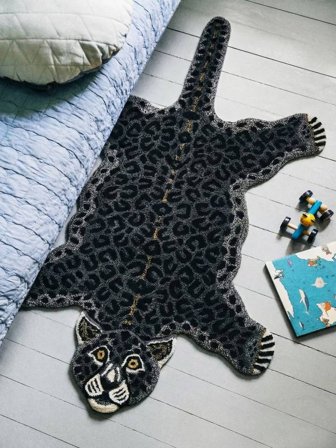 Leopard Kids Rug 100X160 Small Black Animal Wool