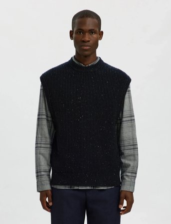 Selected Slhland Sl Knit Relaxed Vest - Navy - M