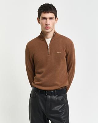 GANT - Piquestrikket bomullsgenser med half-zip i halsen - Herre - XL