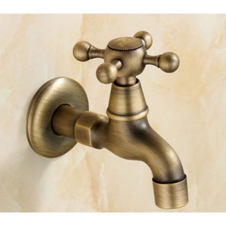 Kort sektion generisk antik kran mässing handtag tvättstuga badrum väggmonterad tvättmaskin kran utomhus trädgårdsslang enkel kran