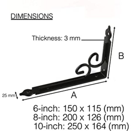 6 tommers dekorative hyllebraketter, 1 pakke, kraftig stålhylle