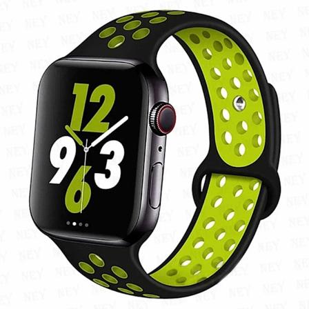 Sportrem for Apple Watch Band 45 mm 49 mm 44 mm 40 mm 41 mm 42 mm Silikonarmbånd correa iWatch Ultra 2 Series 9 8 SE 7 6 5 4 3 Svart-gul 1 Black-