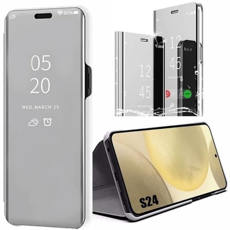 Coque - BOOLING - för Samsung Galaxy S24 - Spegeleffekt - Förstärkt skydd - Silver