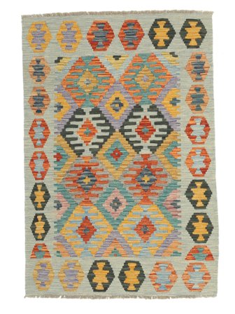 Hand Woven Kilim Afghan Old Style Rug 100X148 Wool Green/Brown Small