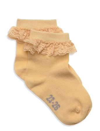 Minymo Ankle Sock W. Lace - Yellow - 15/18