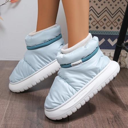 Damskor Vinter Varma Plåsterfodrade Skor Tjockt Botten Vattentäta Dun Snöskor Kvinna Halksäkra Plattform Ankle Boots Blue 36-37