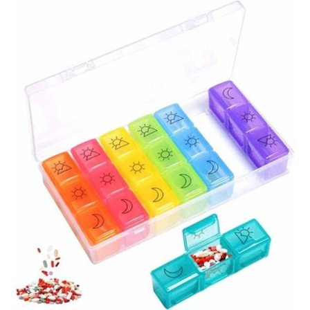 Ugentlig Pilleæske Morgen Middag Aften, Stor 7 Dages Medicin Pilleæske 3 Rum Ugentlig Pilleæske 3 Gange Om Dagen, Flerfarvet Ugentlig Medicinæske