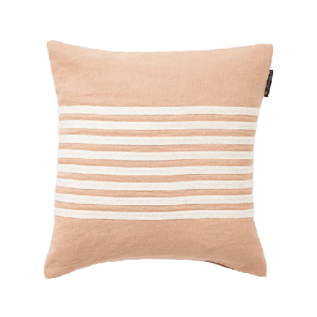 Lexington Broderat randigt kuddöverdrag i linneblandning Kuddfodral Unisex Beige 50X50