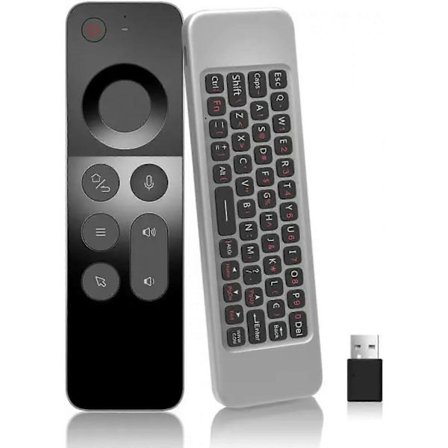 W3 Air Mouse 4-i-1 Röstfjärrkontroll W3 2.4g Trådlös Fjärrkontroll för Nvidia Shield/Android Tv Box/PC/Projektor/HTPC/Allt-i-ett PC, QWER318_tfrf