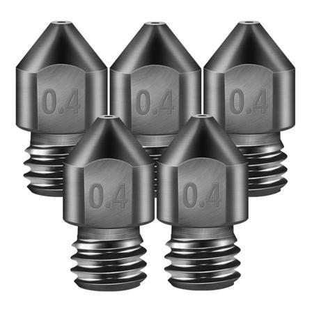 5 kappaletta karkaistua teräspäätä 0,4 mm/ 1,75 mm 3D-tulostin MK8 suutin