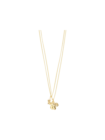 MATCH - Zhuri Recycled Necklace 2-In-1 - Pilgrim - Str. ONESIZE - Dame - Tilbehør - Gul - Resirkulert messing