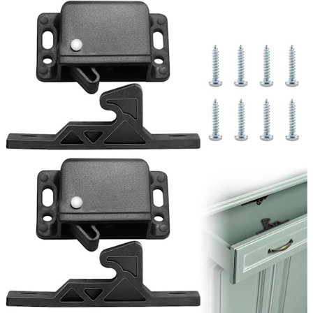 2 x Skabsdørlås, Skuffelås, Skabsdørlås med skruer, 4,5 kg, Tryk-for-at-lukke, Snaplås, Skuffelås til autocamper, Drikkeskabslås, Hjem