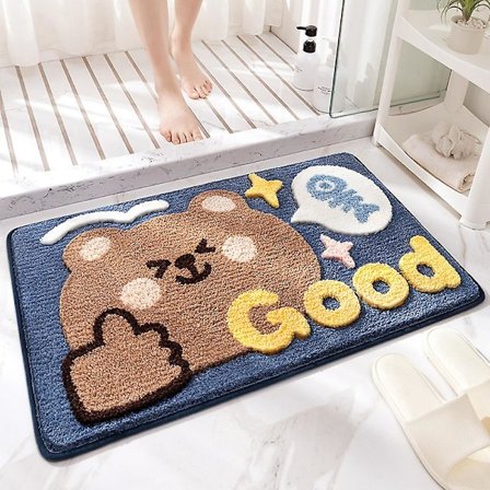 Tecknad badrumsmatta för hemmet, vattenabsorberande halkfri matta vid badrummets ingång - God björn/20*32 tum